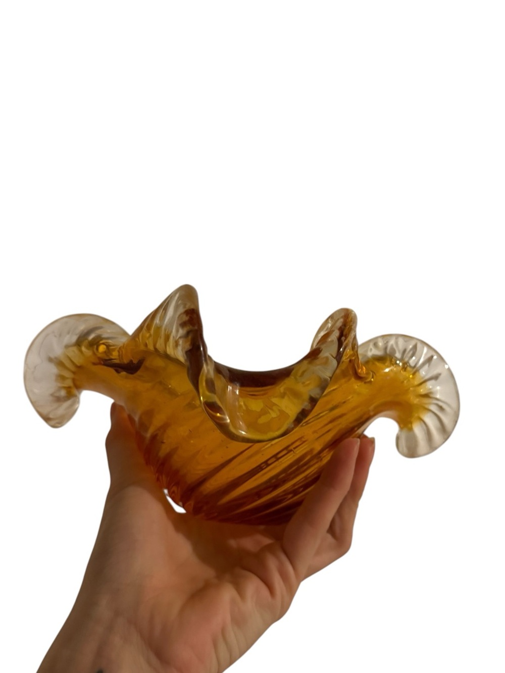 Vintage Chalet Amber Art Glass Bowl